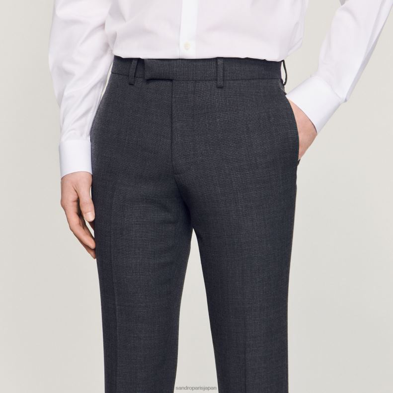jp Sandro Paris 男性 ウールスーツパンツ 嘲笑された灰色 20D4B684 衣服