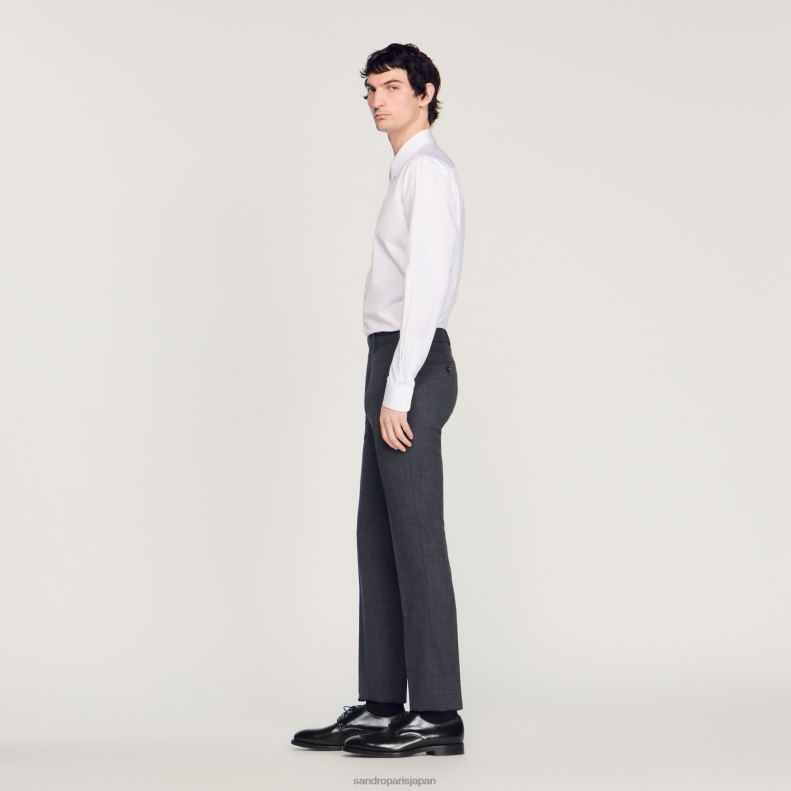 jp Sandro Paris 男性 ウールスーツパンツ 嘲笑された灰色 20D4B684 衣服