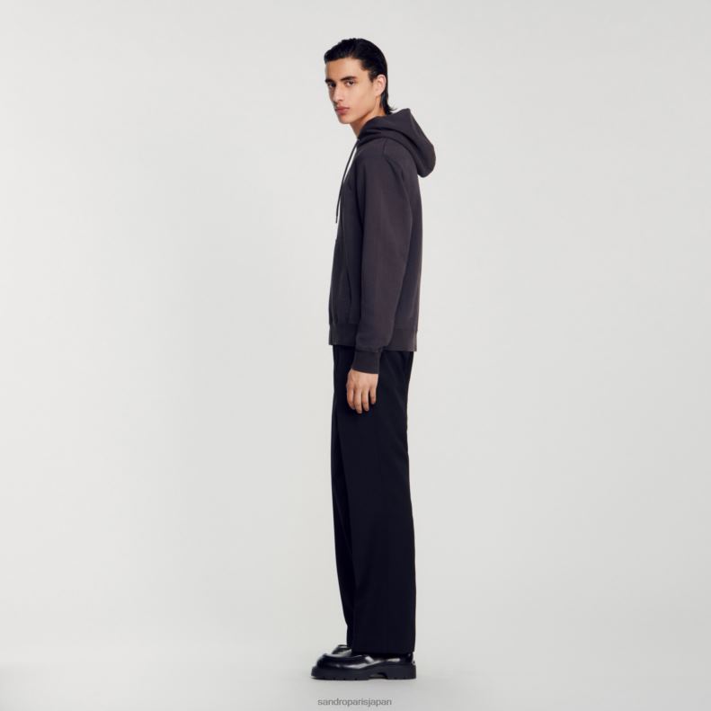 jp Sandro Paris 男性 フリースパーカー チャコールグレー 20D4B692 衣服