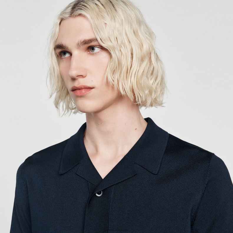 jp Sandro Paris 男性 半袖シャツ ネイビーブルー 20D4B697 衣服