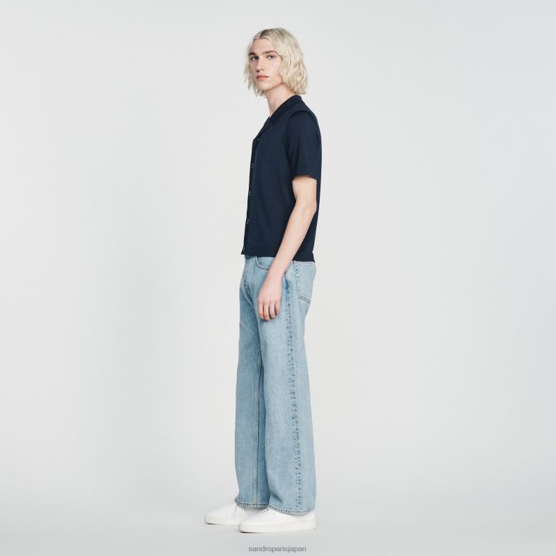 jp Sandro Paris 男性 半袖シャツ ネイビーブルー 20D4B697 衣服