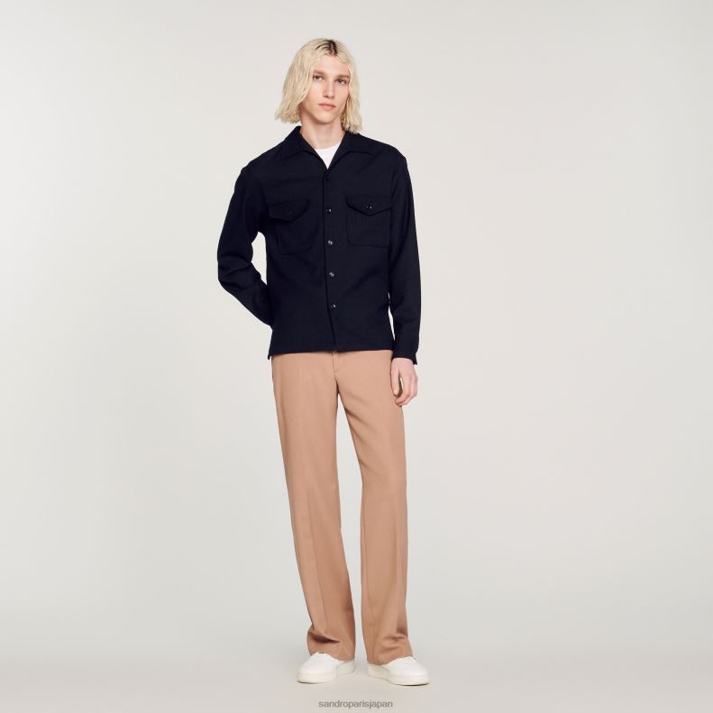 jp Sandro Paris 男性 ルーズシャツ 一色 20D4B699 衣服