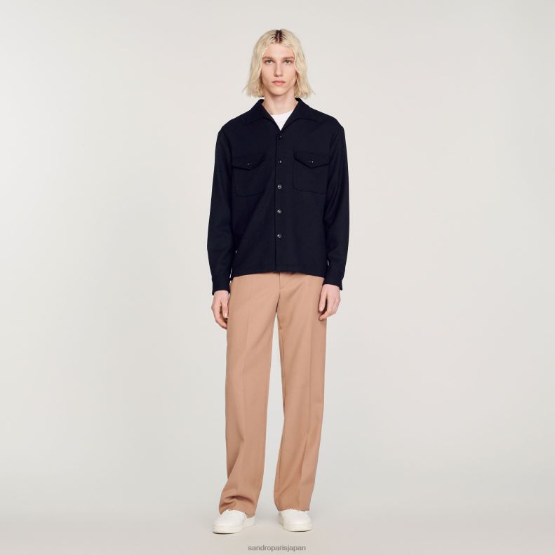 jp Sandro Paris 男性 ルーズシャツ 一色 20D4B699 衣服