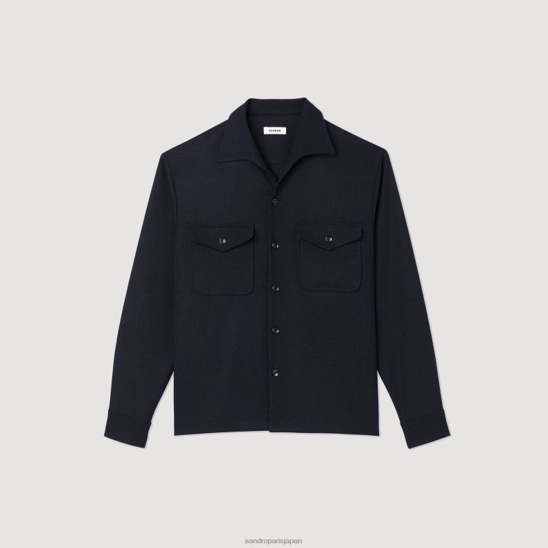 jp Sandro Paris 男性 ルーズシャツ 一色 20D4B699 衣服