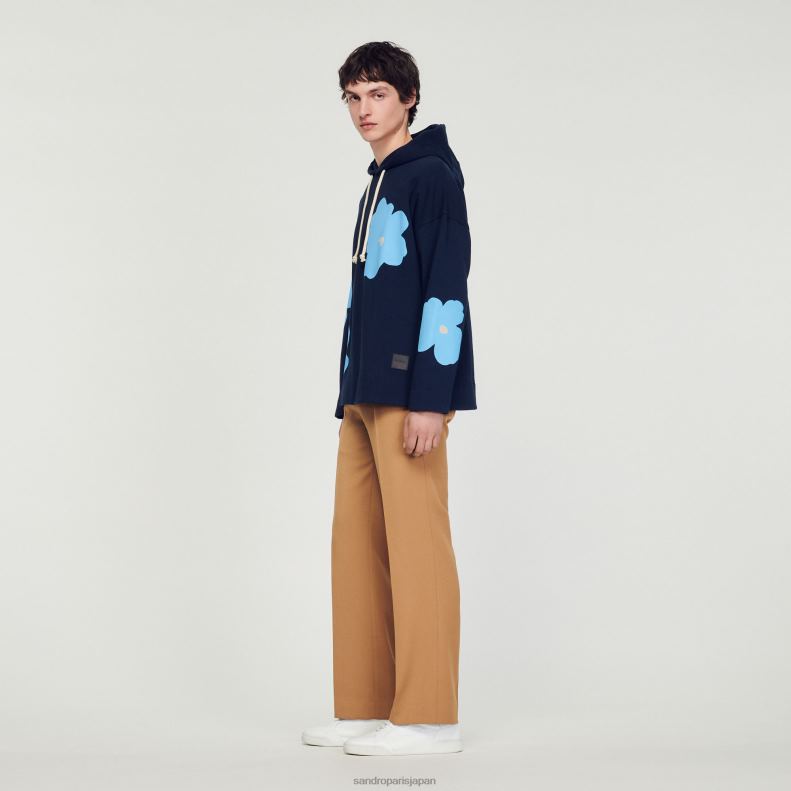 jp Sandro Paris 男性 花柄パーカー ネイビーブルー 20D4B703 衣服