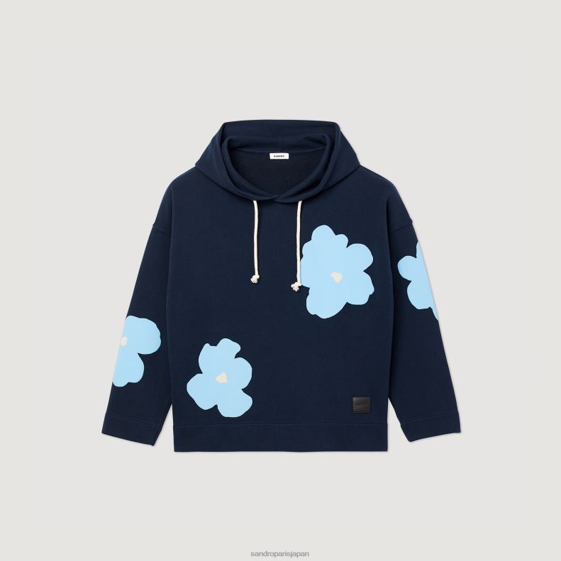 jp Sandro Paris 男性 花柄パーカー ネイビーブルー 20D4B703 衣服