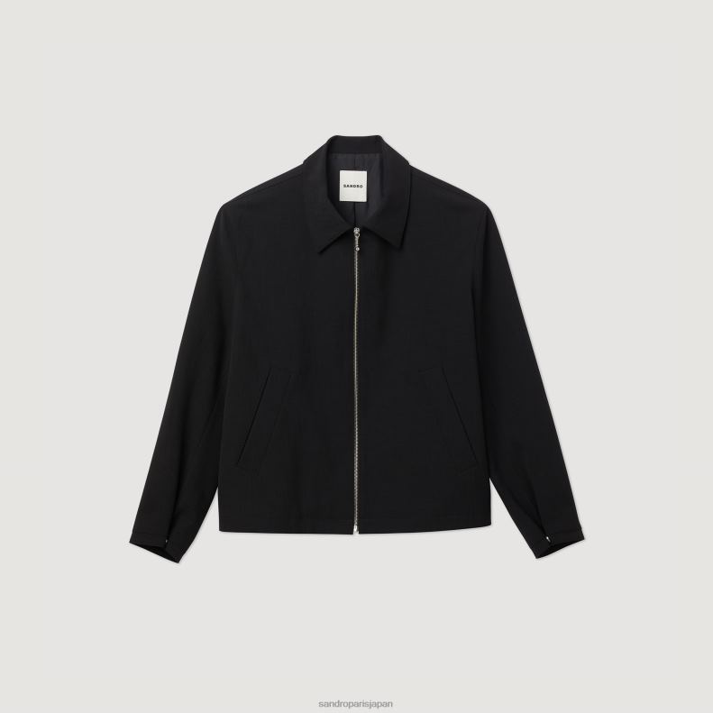 jp Sandro Paris 男性 ジップアップジャケット 黒 20D4B714 衣服