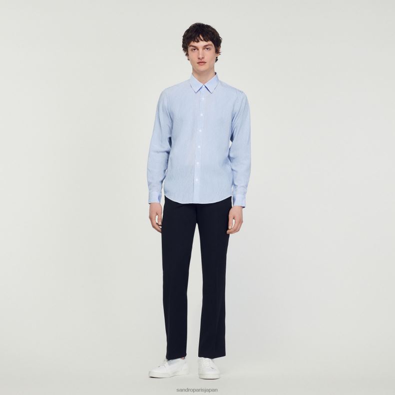 jp Sandro Paris 男性 ストライプのシャツ ライトブルー 20D4B717 衣服