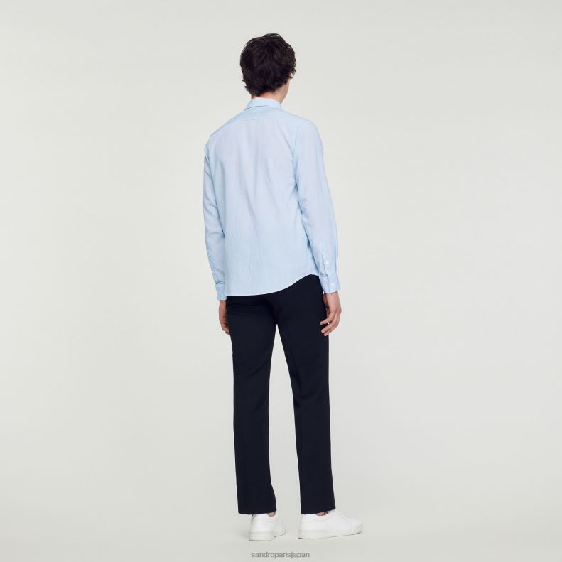 jp Sandro Paris 男性 ストライプのシャツ ライトブルー 20D4B717 衣服