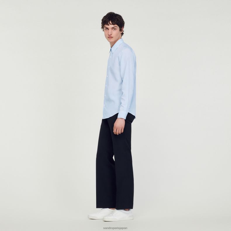 jp Sandro Paris 男性 ストライプのシャツ ライトブルー 20D4B717 衣服