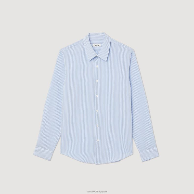 jp Sandro Paris 男性 ストライプのシャツ ライトブルー 20D4B717 衣服