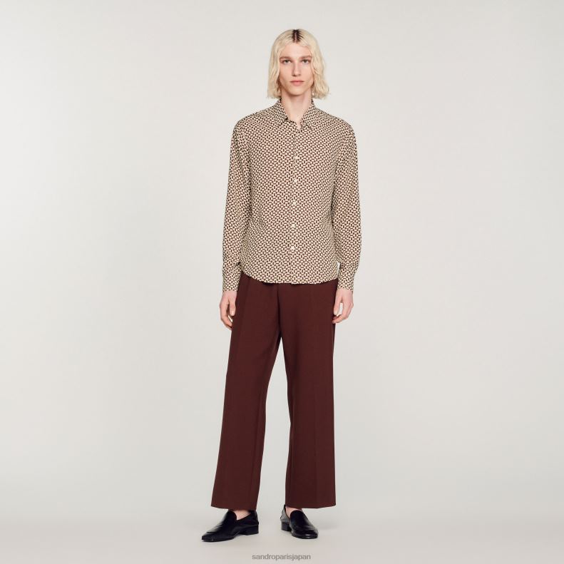 jp Sandro Paris 男性 流れるようなプリントシャツ 一色 20D4B725 衣服