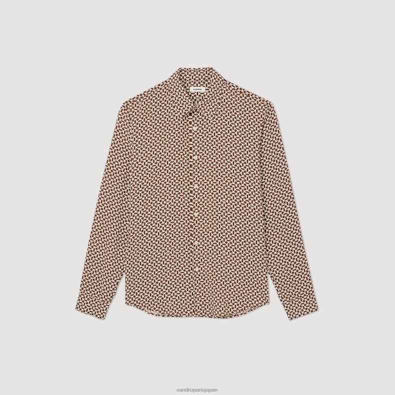 jp Sandro Paris 男性 流れるようなプリントシャツ 一色 20D4B725 衣服