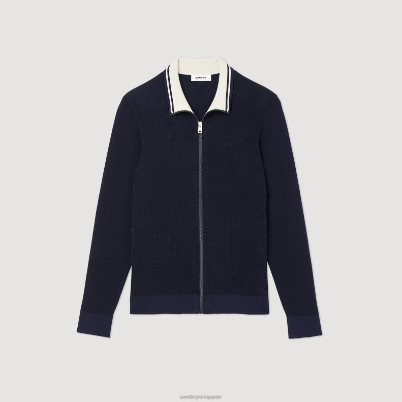 jp Sandro Paris 男性 ジッパーカーディガン ネイビーブルー 20D4B727 衣服
