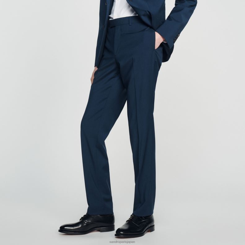 jp Sandro Paris 男性 ストレッチウールスーツパンツ 青 20D4B737 衣服