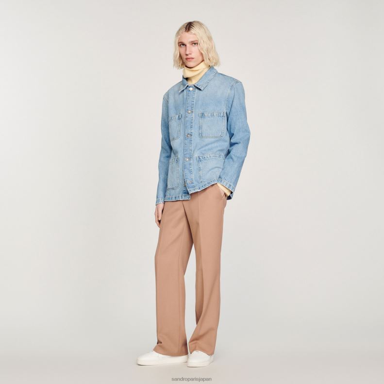 jp Sandro Paris 男性 デニムワーカージャケット ライトブルーのヴィンテージ 20D4B743 衣服