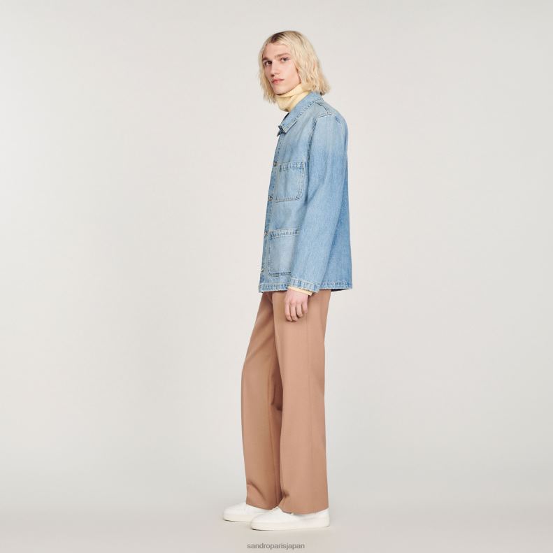 jp Sandro Paris 男性 デニムワーカージャケット ライトブルーのヴィンテージ 20D4B743 衣服