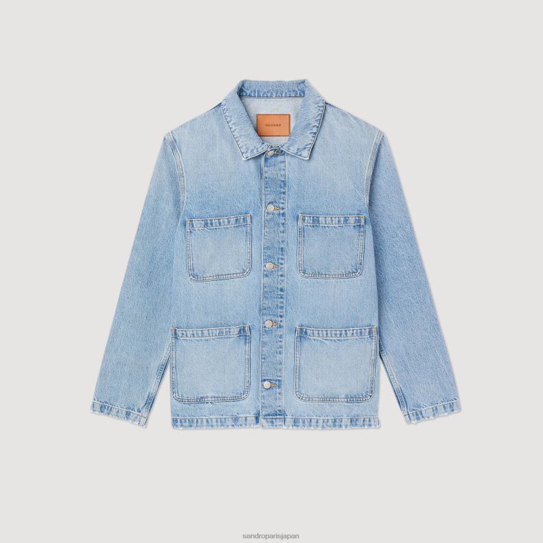 jp Sandro Paris 男性 デニムワーカージャケット ライトブルーのヴィンテージ 20D4B743 衣服