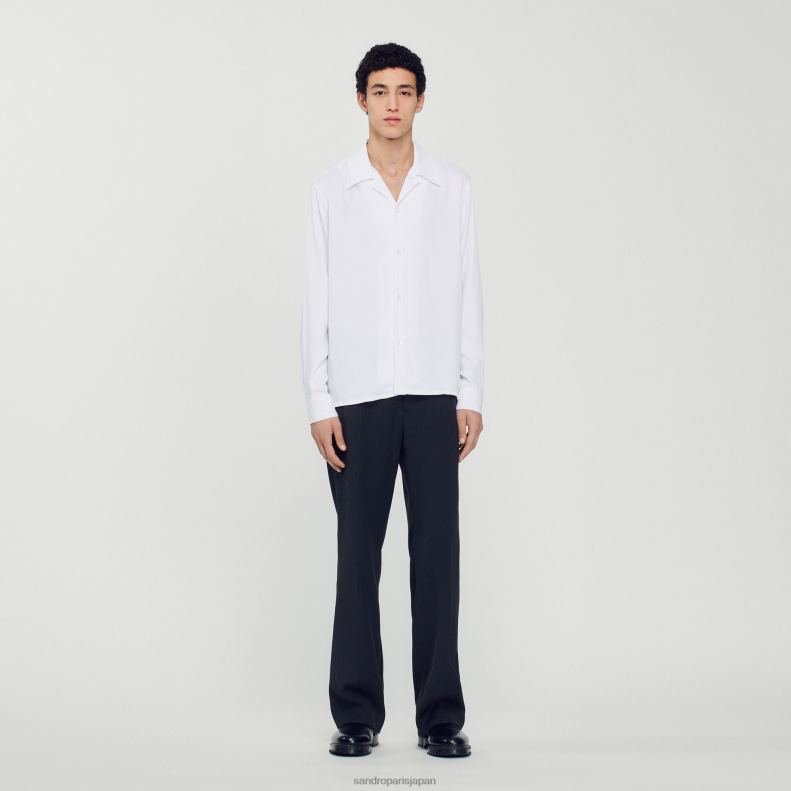 jp Sandro Paris 男性 スプレッドカラーのフワフワシャツ 一色 20D4B744 衣服