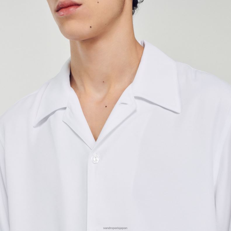jp Sandro Paris 男性 スプレッドカラーのフワフワシャツ 一色 20D4B744 衣服