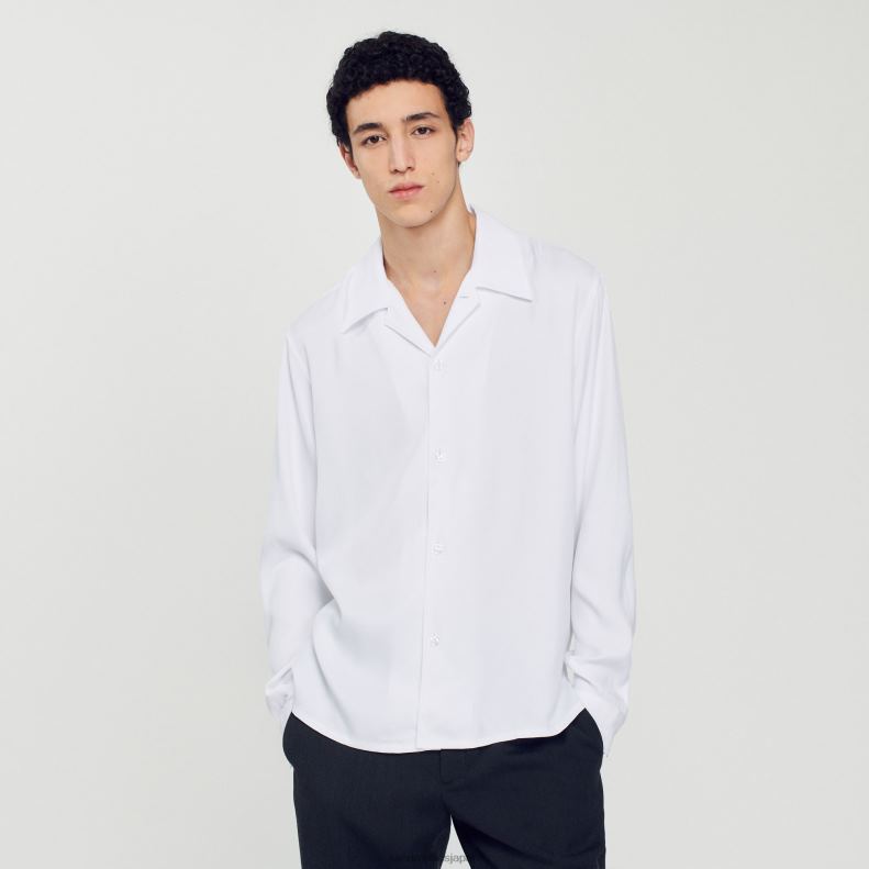 jp Sandro Paris 男性 スプレッドカラーのフワフワシャツ 一色 20D4B744 衣服