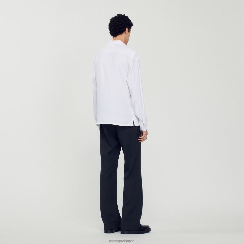 jp Sandro Paris 男性 スプレッドカラーのフワフワシャツ 一色 20D4B744 衣服
