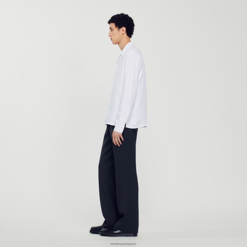 jp Sandro Paris 男性 スプレッドカラーのフワフワシャツ 一色 20D4B744 衣服