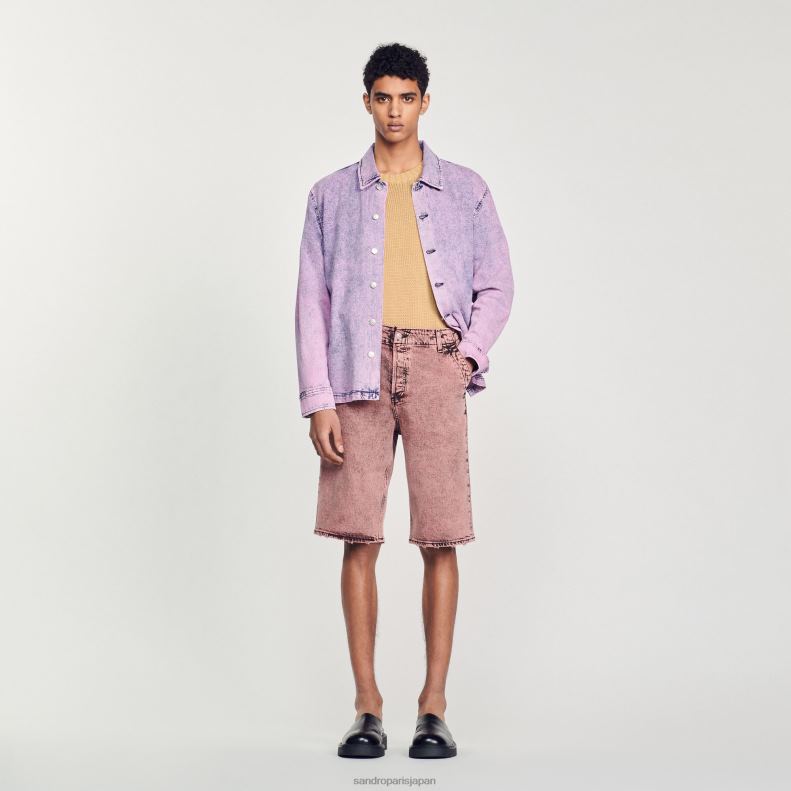 jp Sandro Paris 男性 バギーデニムショートパンツ ピンク 20D4B752 衣服