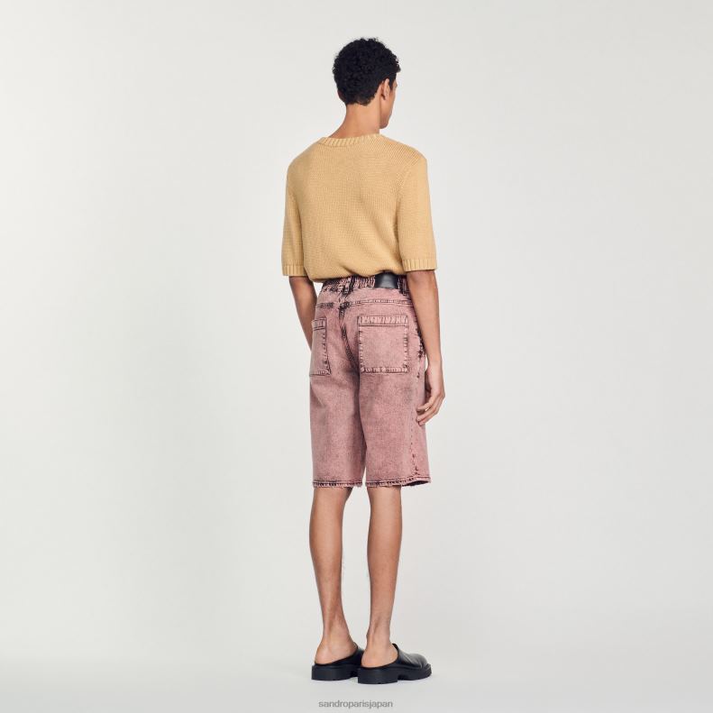 jp Sandro Paris 男性 バギーデニムショートパンツ ピンク 20D4B752 衣服