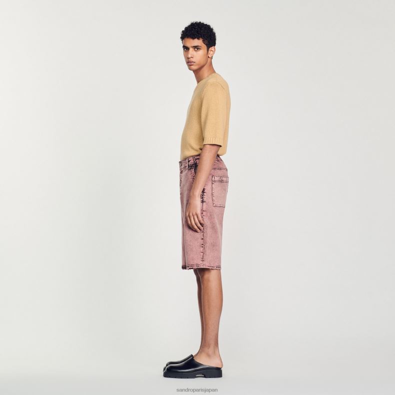 jp Sandro Paris 男性 バギーデニムショートパンツ ピンク 20D4B752 衣服