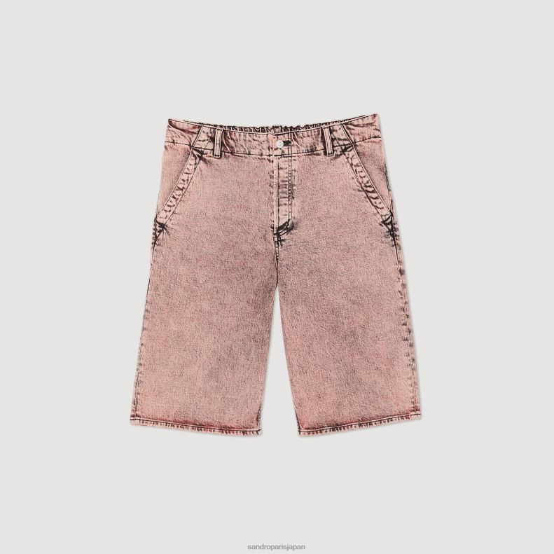 jp Sandro Paris 男性 バギーデニムショートパンツ ピンク 20D4B752 衣服