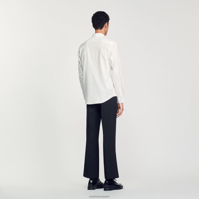 jp Sandro Paris 男性 クラシックシャツ 白 20D4B756 衣服
