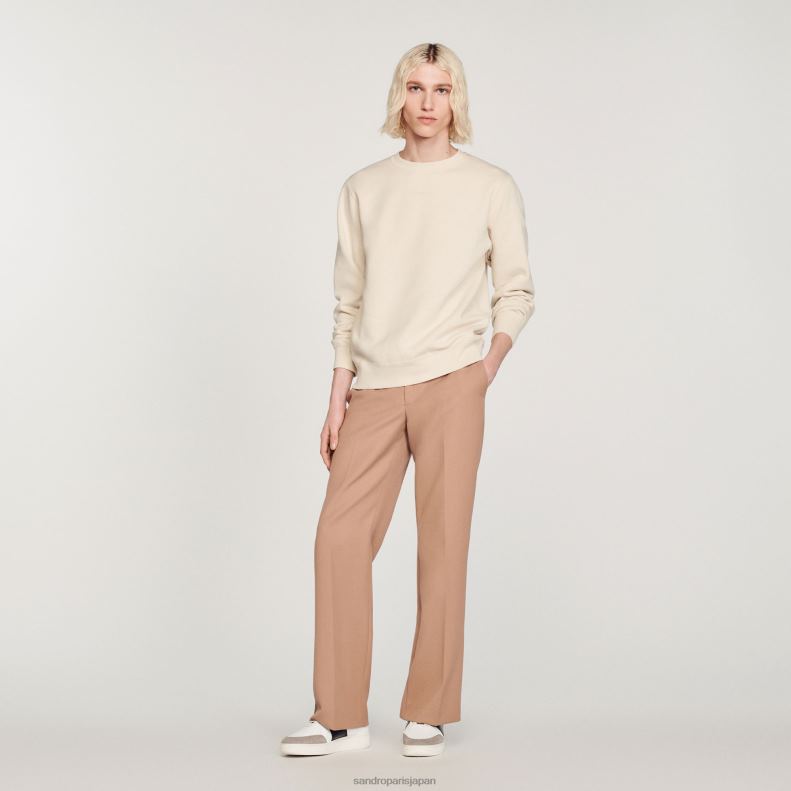 jp Sandro Paris 男性 刺繍入りフリーススウェットシャツ グレージュ 20D4B757 衣服