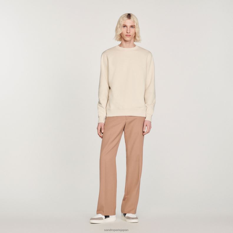 jp Sandro Paris 男性 刺繍入りフリーススウェットシャツ グレージュ 20D4B757 衣服