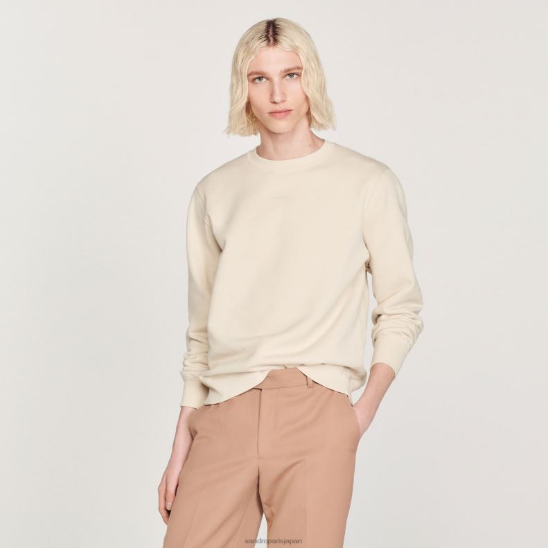 jp Sandro Paris 男性 刺繍入りフリーススウェットシャツ グレージュ 20D4B757 衣服