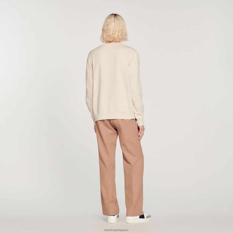 jp Sandro Paris 男性 刺繍入りフリーススウェットシャツ グレージュ 20D4B757 衣服