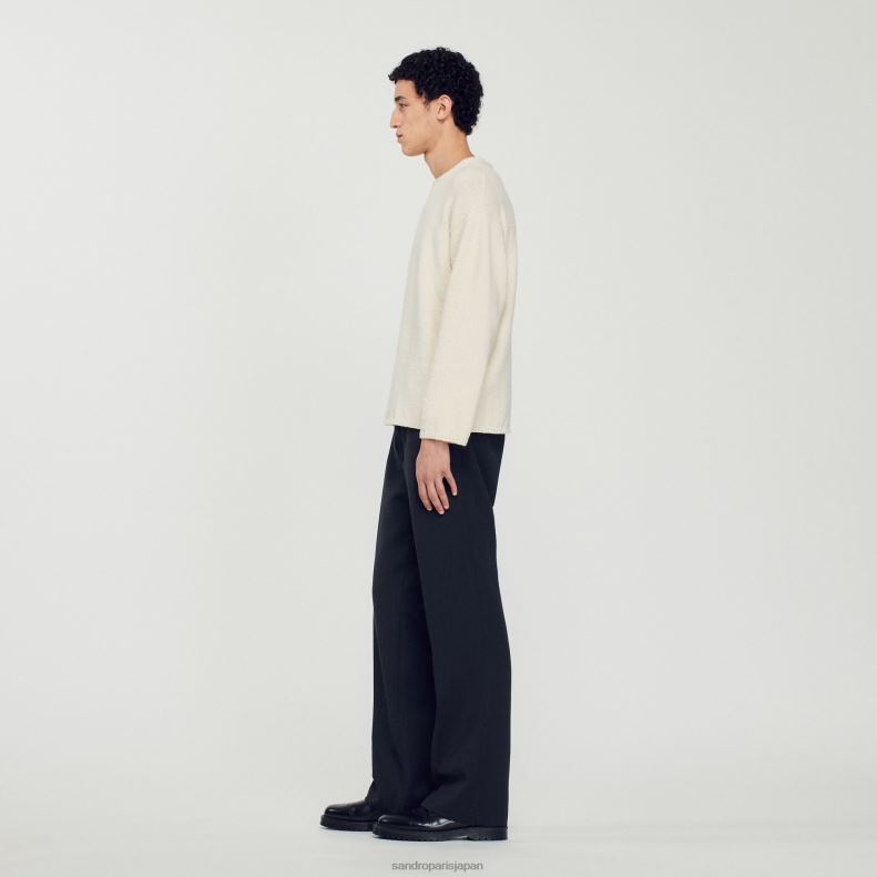 jp Sandro Paris 男性 ブークレニットセーター 生成り 20D4B764 衣服