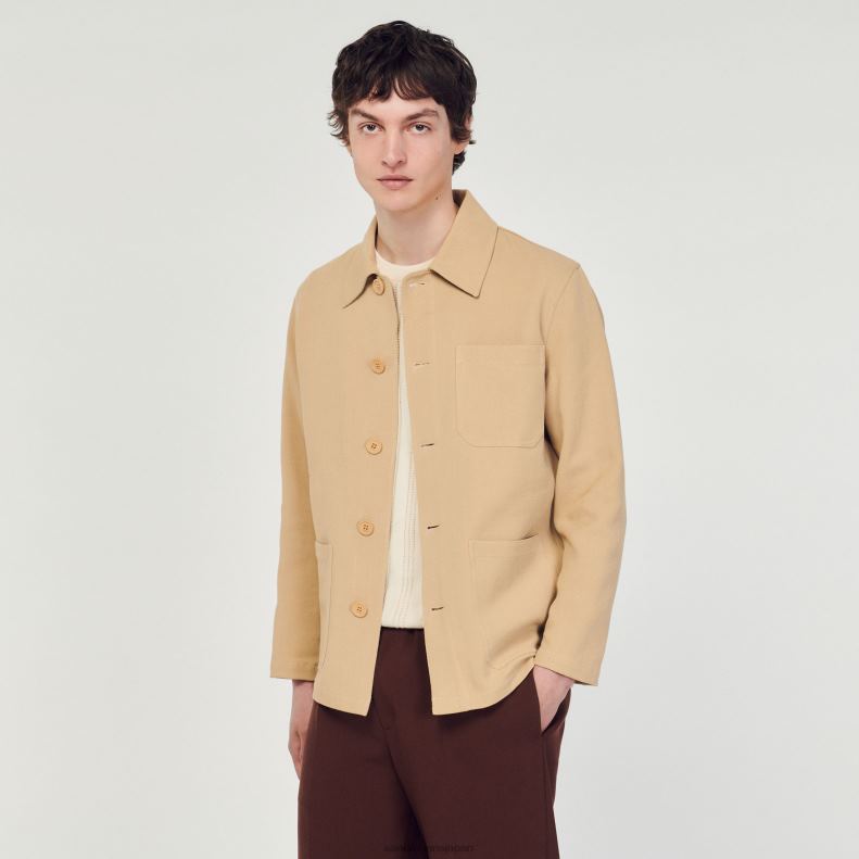 jp Sandro Paris 男性 ワーカージャケット ベージュ 20D4B765 衣服