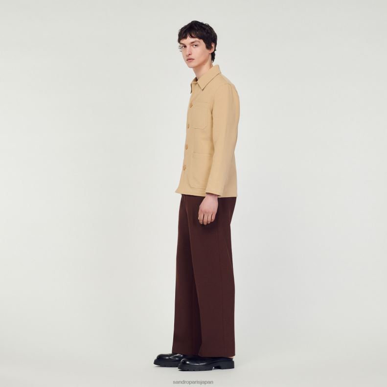 jp Sandro Paris 男性 ワーカージャケット ベージュ 20D4B765 衣服
