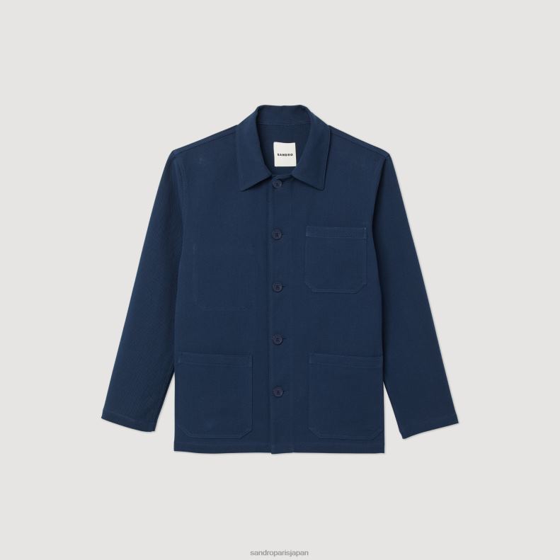 jp Sandro Paris 男性 ワーカージャケット ネイビーブルー 20D4B767 衣服