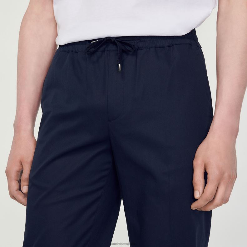 jp Sandro Paris 男性 伸縮性ストレートパンツ ネイビーブルー 20D4B776 衣服