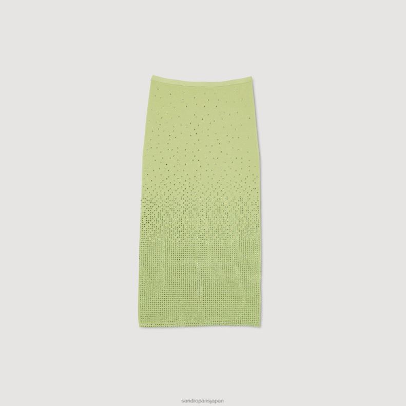 jp Sandro Paris 女性 ラインストーンミディスカート 軽い柿 20D4B77 衣服