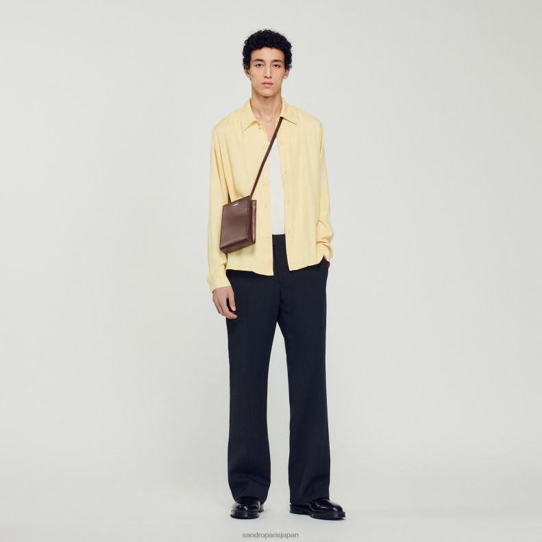 jp Sandro Paris 男性 スプレッドカラーのフワフワシャツ 一色 20D4B780 衣服