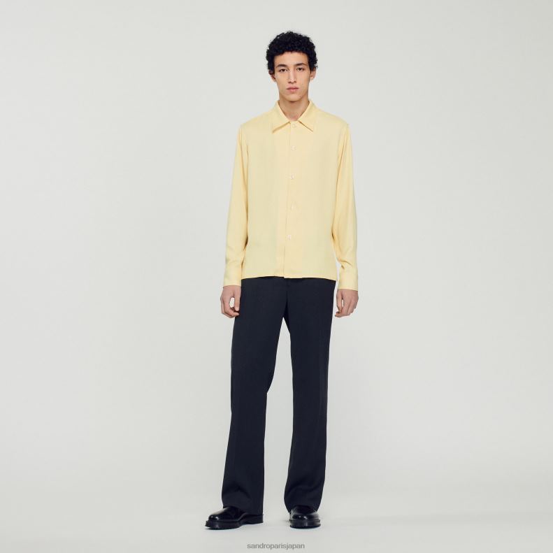 jp Sandro Paris 男性 スプレッドカラーのフワフワシャツ 一色 20D4B780 衣服
