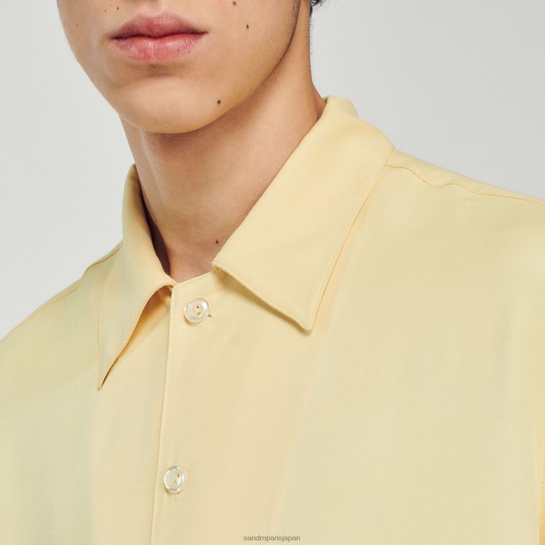 jp Sandro Paris 男性 スプレッドカラーのフワフワシャツ 一色 20D4B780 衣服