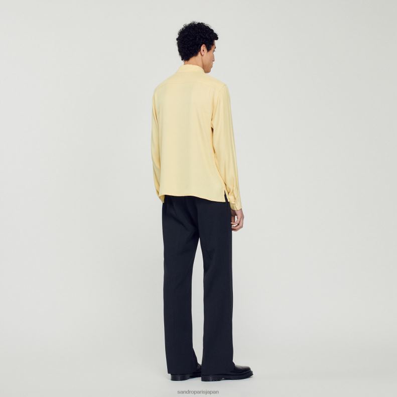 jp Sandro Paris 男性 スプレッドカラーのフワフワシャツ 一色 20D4B780 衣服