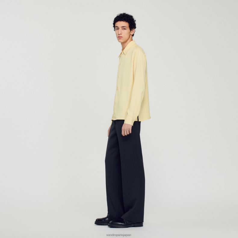 jp Sandro Paris 男性 スプレッドカラーのフワフワシャツ 一色 20D4B780 衣服
