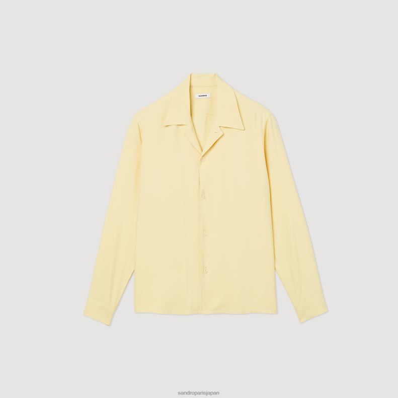 jp Sandro Paris 男性 スプレッドカラーのフワフワシャツ 一色 20D4B780 衣服