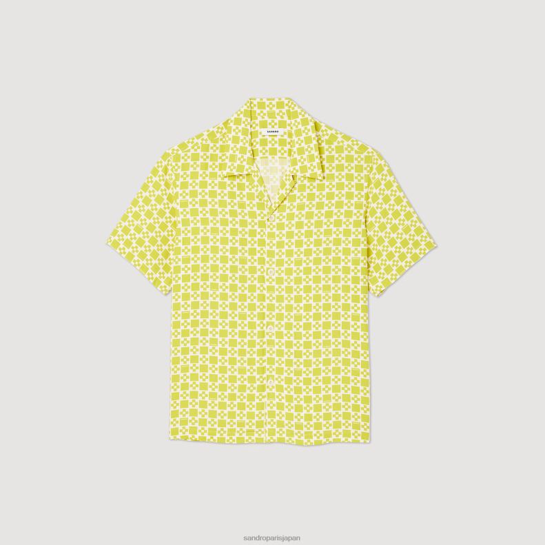 jp Sandro Paris 男性 流れるような半袖シャツ 一色 20D4B781 衣服