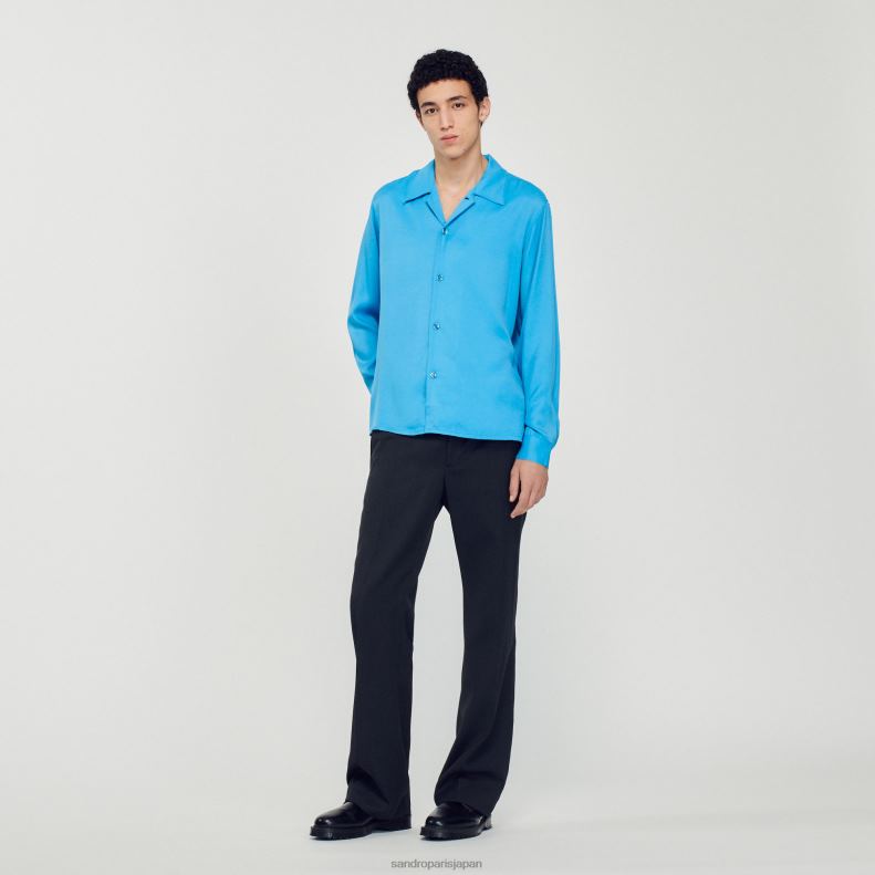 jp Sandro Paris 男性 スプレッドカラーのフワフワシャツ 一色 20D4B787 衣服